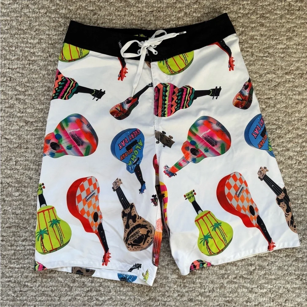 Vans Off The Wall Guitar Print Board Shorts Size 28 - Picture 5 of 13